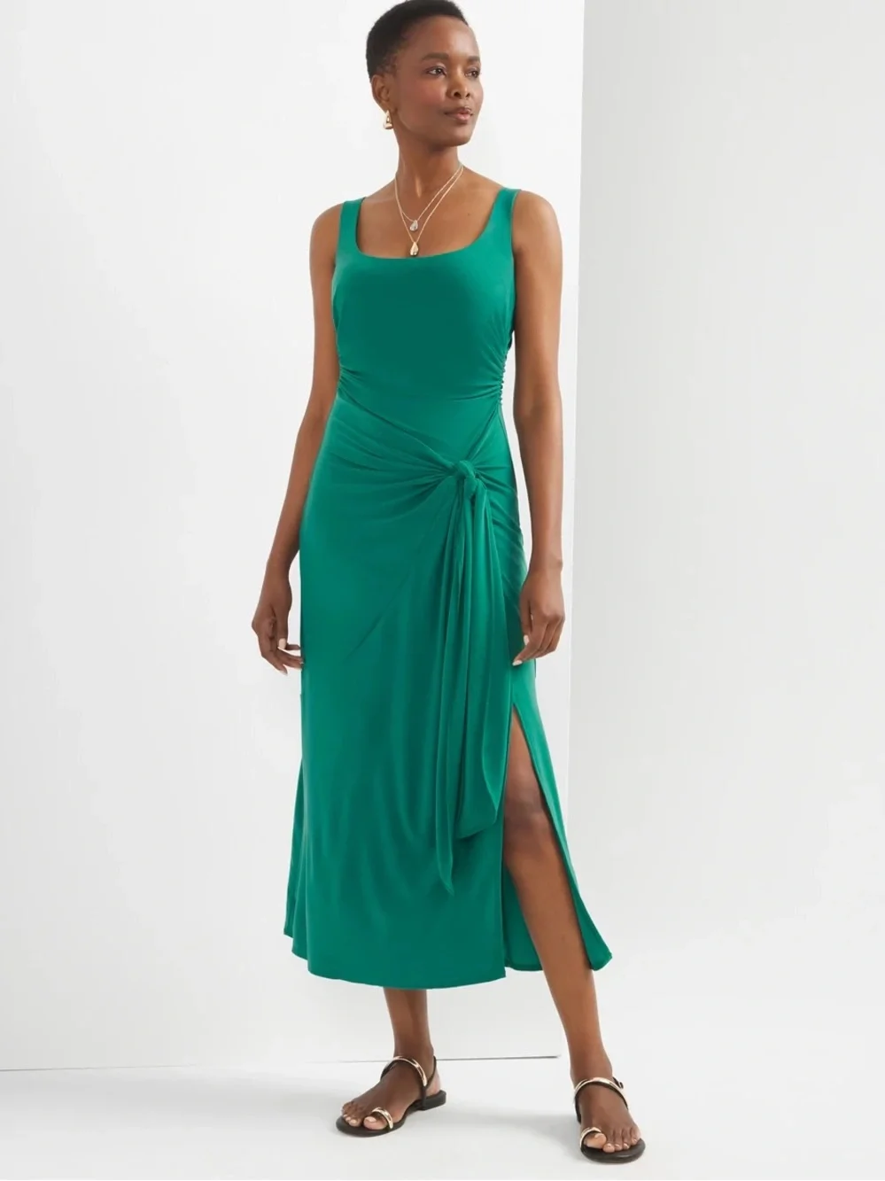 NWT $140 White House black market Scoop Neck Sarong Midi dress Sz 8